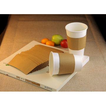 Luva de papel de cor marrom para copo de papel de parede de café único 8 oz